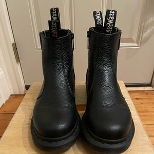 Dr. Martens Black Leather Chelsea Boots with two zippers.